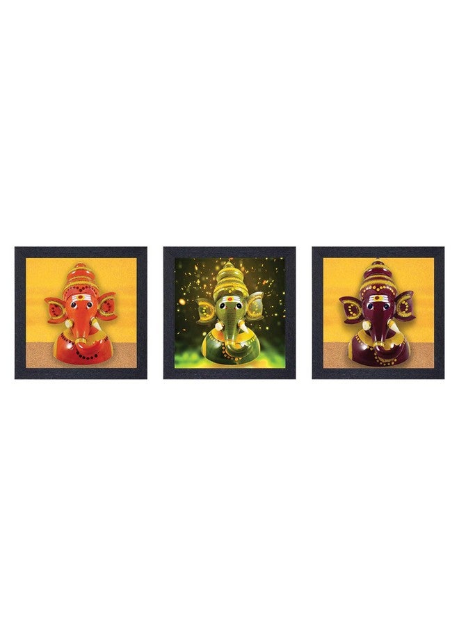 Random (Rp 1134 Multicolor Abstract Jai Ganesha Paintings, Set Of 3, (8" X 8") Each - Image 1