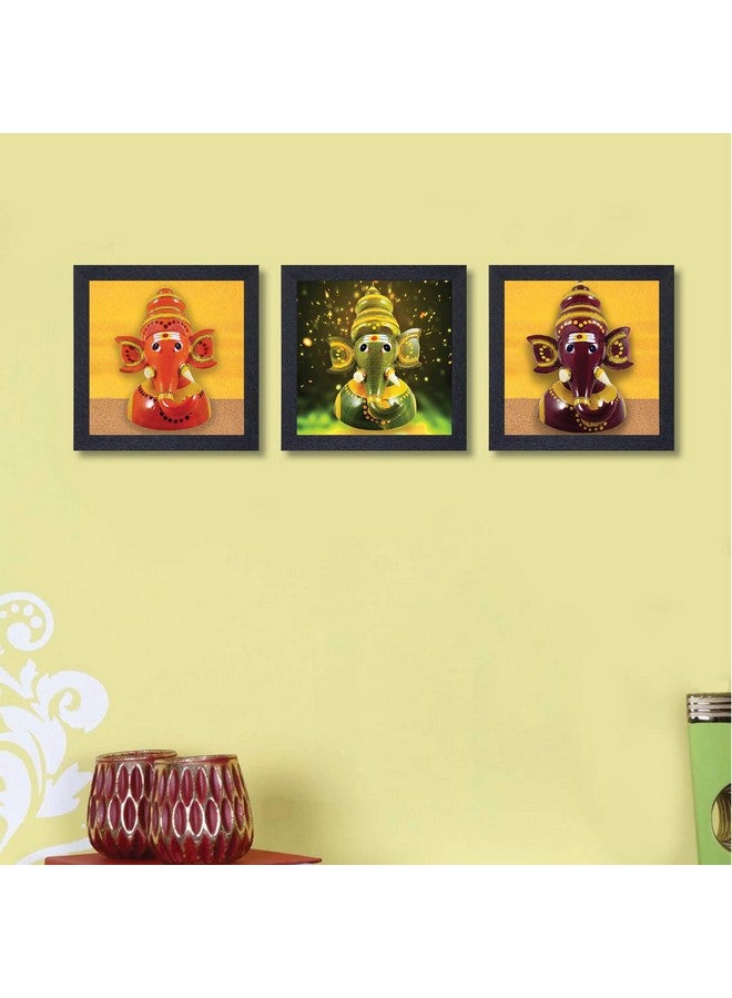 Random (Rp 1134 Multicolor Abstract Jai Ganesha Paintings, Set Of 3, (8" X 8") Each - Image 2