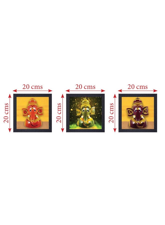 Random (Rp 1134 Multicolor Abstract Jai Ganesha Paintings, Set Of 3, (8" X 8") Each - Image 4