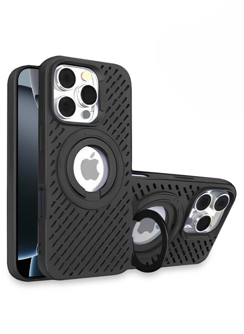 دبليو تيك غطاء الحماية أبل أيفون 16 برو ماكس 2024 بريميوم سيليكون ماجسيف مع غطاء حماية بمقبض الاصبع الدائري - اسود - Image 1