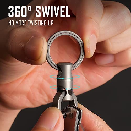 KeyUnity KM13 Swivel Keychain with D Ring Key Shackle, Titanium Rotatable Key Organizer (M Silver) - Image 3