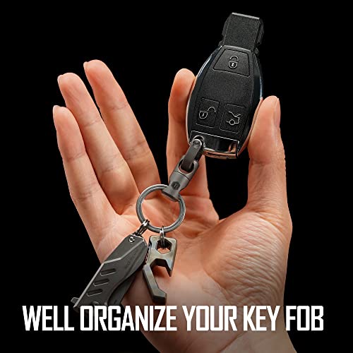 KeyUnity KM13 Swivel Keychain with D Ring Key Shackle, Titanium Rotatable Key Organizer (M Silver) - Image 2