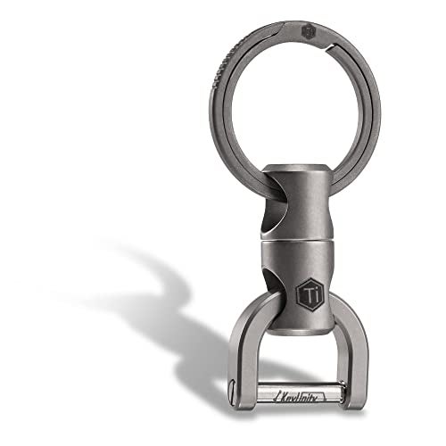 KeyUnity KM13 Swivel Keychain with D Ring Key Shackle, Titanium Rotatable Key Organizer (M Silver) - Image 1