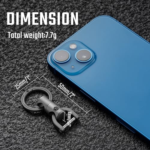 KeyUnity KM13 Swivel Keychain with D Ring Key Shackle, Titanium Rotatable Key Organizer (M Silver) - Image 5