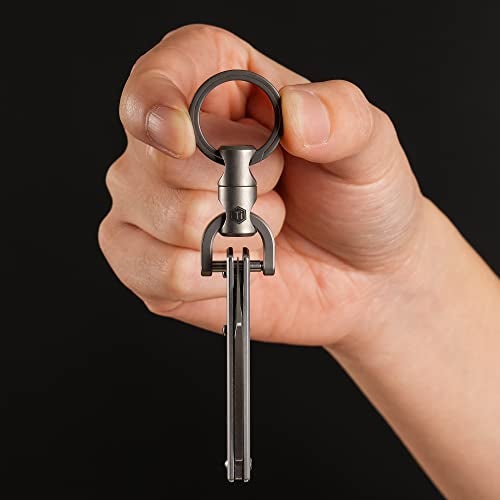 KeyUnity KM13 Swivel Keychain with D Ring Key Shackle, Titanium Rotatable Key Organizer (M Silver) - Image 4