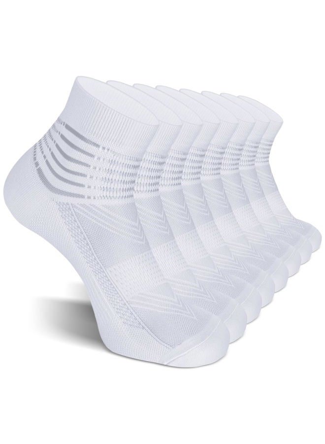IRAMY Compression Ankle Support Socks Coolmax Wicking Cushioned Athletic Plantar Fasciitis Relief Men Women 2/3/6 Pairs, White-4 Packs, S - Image 1