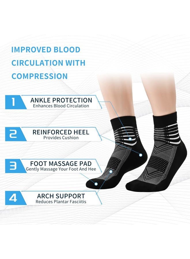 IRAMY Compression Ankle Support Socks Coolmax Wicking Cushioned Athletic Plantar Fasciitis Relief Men Women 2/3/6 Pairs, White-4 Packs, S - Image 4