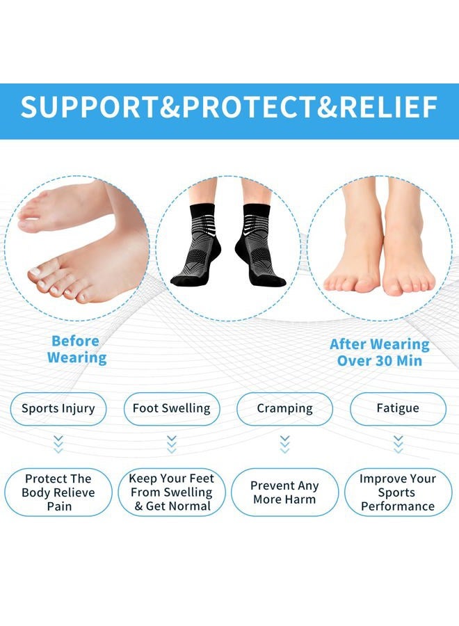 IRAMY Compression Ankle Support Socks Coolmax Wicking Cushioned Athletic Plantar Fasciitis Relief Men Women 2/3/6 Pairs, White-4 Packs, S - Image 3