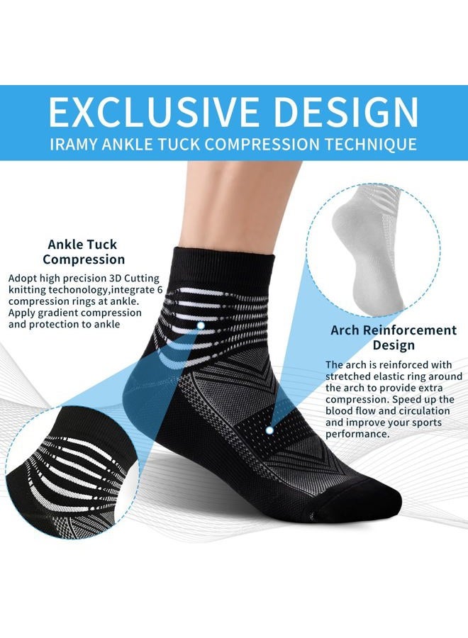 IRAMY Compression Ankle Support Socks Coolmax Wicking Cushioned Athletic Plantar Fasciitis Relief Men Women 2/3/6 Pairs, White-4 Packs, S - Image 2