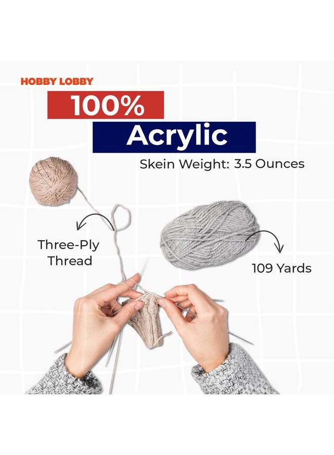 Hobby Lobby أحب هذا الخيط السميك والثقيل للحياكة والتريكو - خيط ناعم 109 ياردة من 100% أكريليك للأغطية والقبعات والمزيد - مجموعة من 3 - Image 3