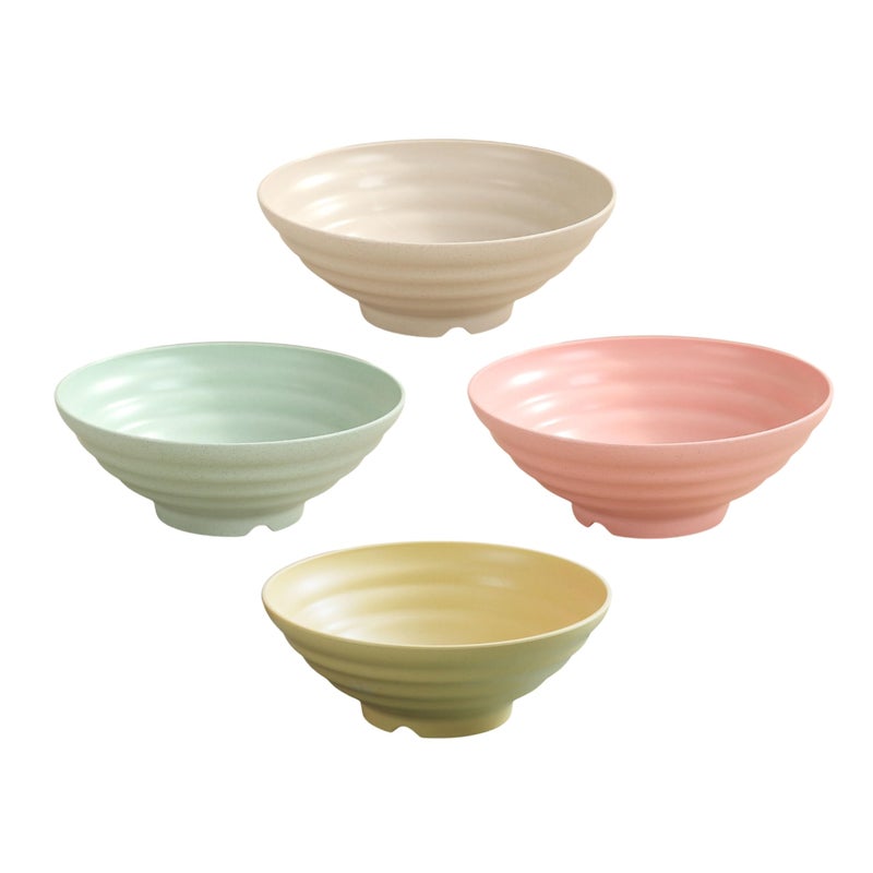 OLWICK® Colorful Wheat Straw Ramen Bowl Set - 7.5” Large Japanese-Style Bowls Set for Soup, Noodle, Salad, Pasta, Rice, Microwave & Dishwasher Safe, Random, Pack of 4 - Image 1
