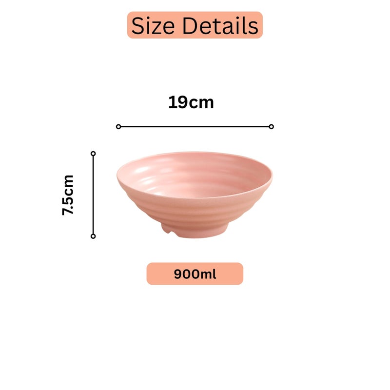 OLWICK® Colorful Wheat Straw Ramen Bowl Set - 7.5” Large Japanese-Style Bowls Set for Soup, Noodle, Salad, Pasta, Rice, Microwave & Dishwasher Safe, Random, Pack of 4 - Image 3