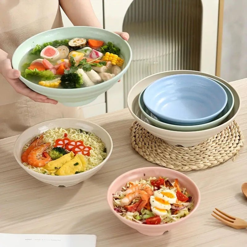 OLWICK® Colorful Wheat Straw Ramen Bowl Set - 7.5” Large Japanese-Style Bowls Set for Soup, Noodle, Salad, Pasta, Rice, Microwave & Dishwasher Safe, Random, Pack of 4 - Image 2