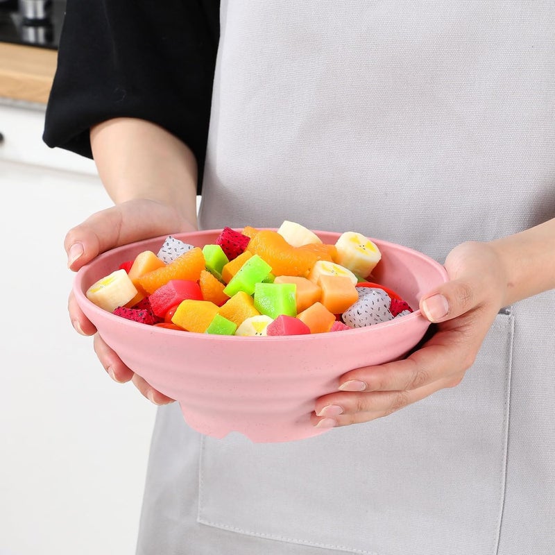 OLWICK® Colorful Wheat Straw Ramen Bowl Set - 7.5” Large Japanese-Style Bowls Set for Soup, Noodle, Salad, Pasta, Rice, Microwave & Dishwasher Safe, Random, Pack of 4 - Image 5