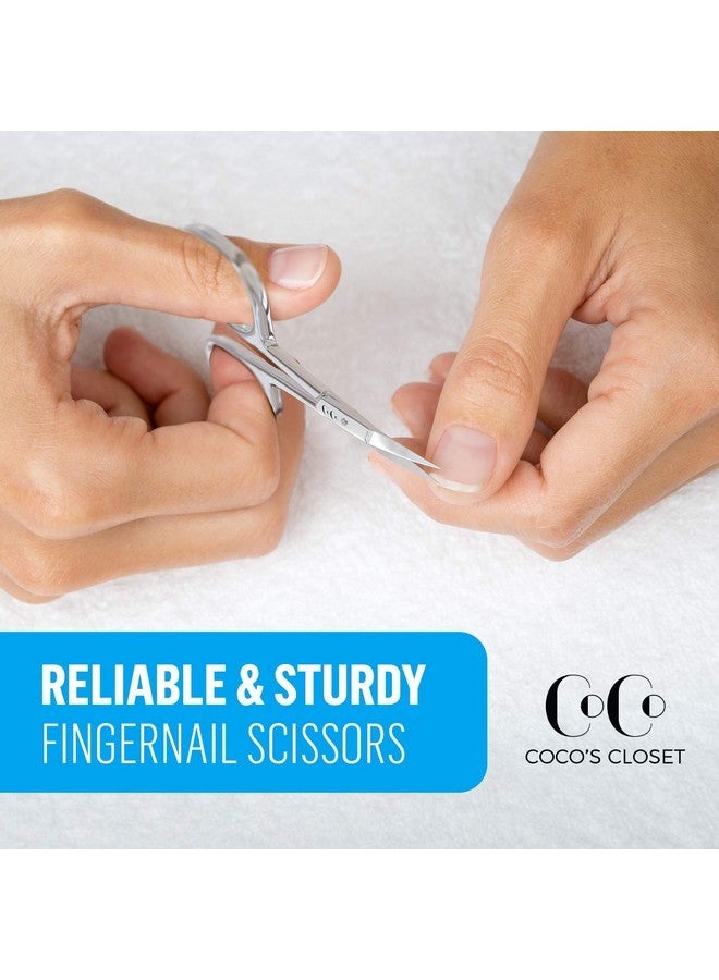 Coco's Closet Coco'S Stainless Steel Manicure And Pedicure Nail Scissors - Small Grooming Scissors For Nail Care, Cuticle Trimming, Eyebrow Shaping - Durable Nail Cutter Tool - Image 2