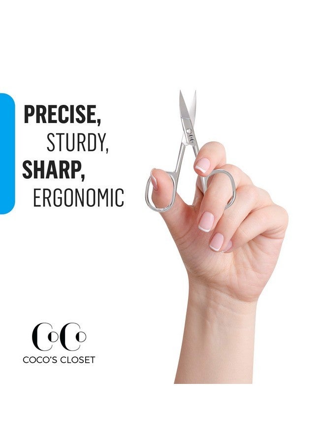 Coco's Closet Coco'S Stainless Steel Manicure And Pedicure Nail Scissors - Small Grooming Scissors For Nail Care, Cuticle Trimming, Eyebrow Shaping - Durable Nail Cutter Tool - Image 5