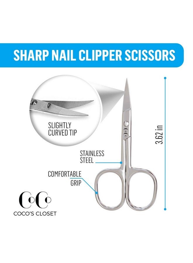 Coco's Closet Coco'S Stainless Steel Manicure And Pedicure Nail Scissors - Small Grooming Scissors For Nail Care, Cuticle Trimming, Eyebrow Shaping - Durable Nail Cutter Tool - Image 3