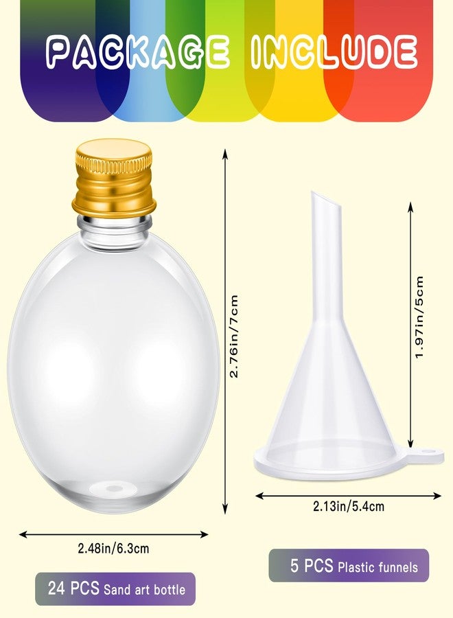 Layhit 24 Pcs Spherical Plastic Potion Bottles Ball Shape Round Bottles 3.4 oz Sand Art Jar with 5 Funnels Decorative ‌container Candy Jar for Valentines Birthday DIY Crafts(Gold,Aluminum Lid) - Image 2