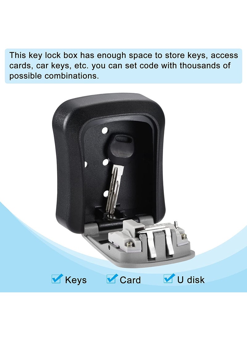 Orrda - Orrda Metal Combination Key Safe Box Key Safe Lock Box Outdoor Storage Box with Code Combination Password Security Lock Grey - Image 1