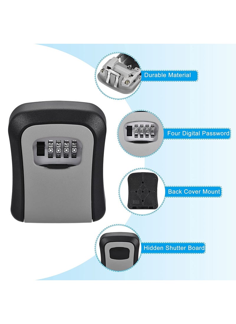 Orrda - Orrda Metal Combination Key Safe Box Key Safe Lock Box Outdoor Storage Box with Code Combination Password Security Lock Grey - Image 1