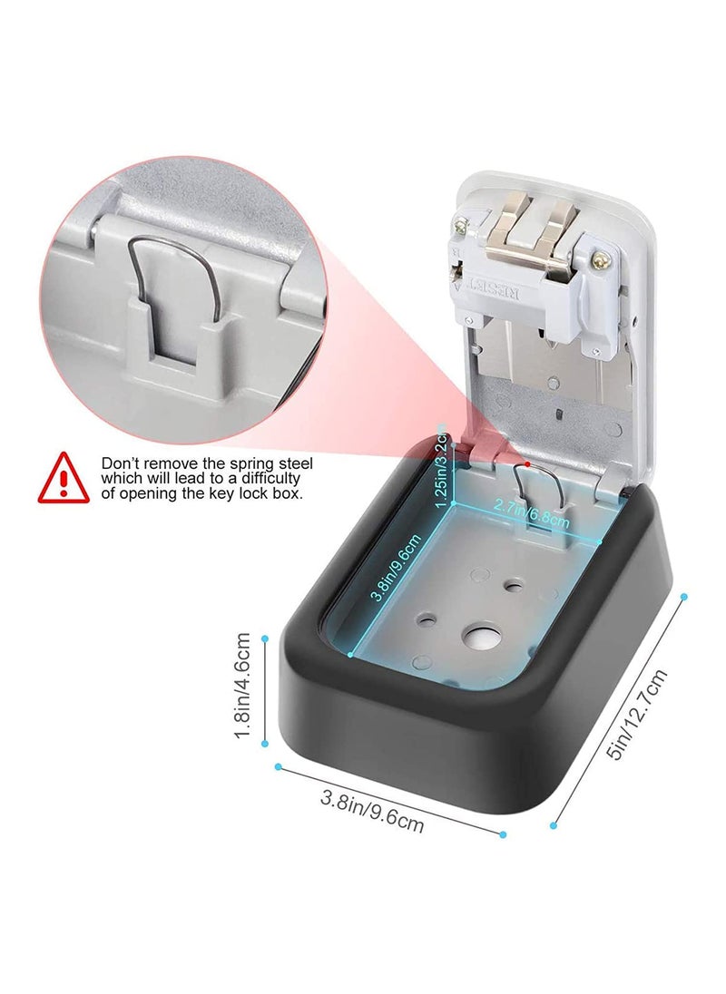 Orrda - Orrda Metal Combination Key Safe Box Key Safe Lock Box Outdoor Storage Box with Code Combination Password Security Lock Grey - Image 1