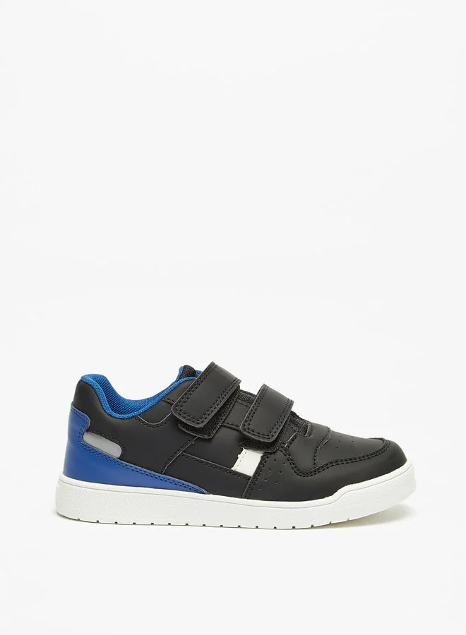 Mister Duchini Boys Panel Detail Sneakers with Hook and Loop Closure
