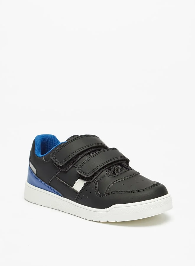 Mister Duchini Boys Panel Detail Sneakers with Hook and Loop Closure