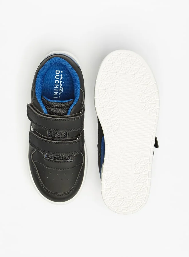 Mister Duchini Boys Panel Detail Sneakers with Hook and Loop Closure