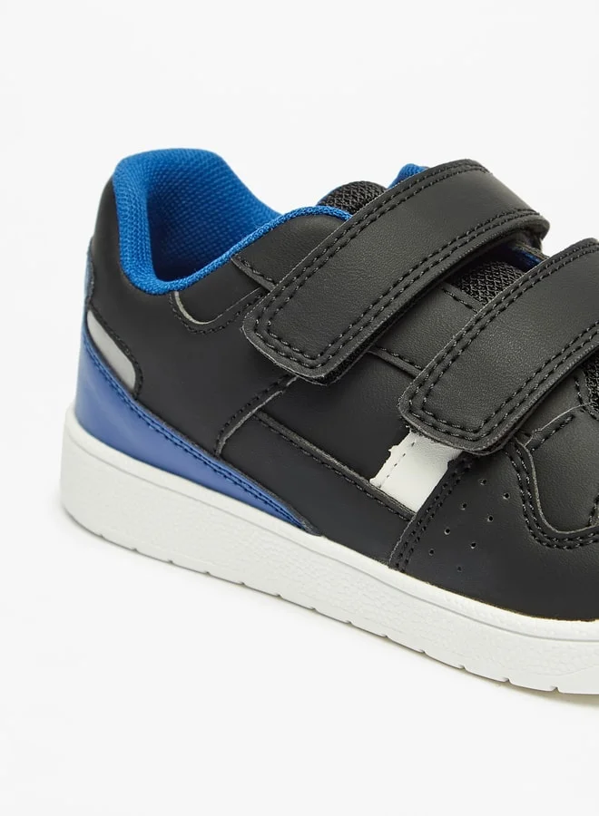 Mister Duchini Boys Panel Detail Sneakers with Hook and Loop Closure