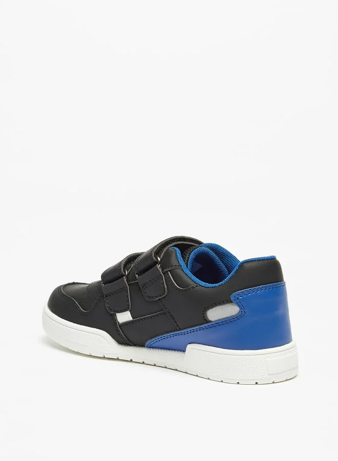 Mister Duchini Boys Panel Detail Sneakers with Hook and Loop Closure