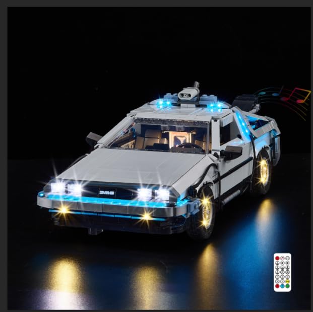 Nitemode LED Light Kit Compatible with Lego Back to The Future Time Machine Car 10300 Upgraded Remote Sound MultiLight Sequence Design with Original Movie Soundtrack Lighting AccessoriesNo Model - Image 1