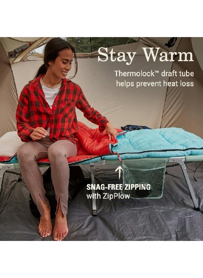 كولمان 2176687 كولمان فلاتلاندز حقيبة نوم مستطيلة 50 فهرنهايت بلو هايدرانجيا 33 x 75 بوصة - Image 4