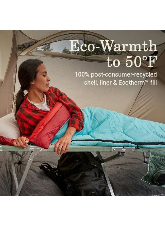 كولمان 2176687 كولمان فلاتلاندز حقيبة نوم مستطيلة 50 فهرنهايت بلو هايدرانجيا 33 x 75 بوصة - Image 5