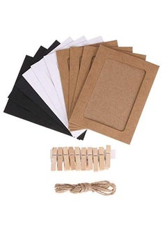 Rubik Cardboard Photo Frame 3.5x4.5in 10pcs Mixed Colors Wall Hanging Paper Photo Frames With Wood Clips Rope (Pack of 10pcs, 3.5x4.25 and 3.5x4.5 inch)  - Image 1