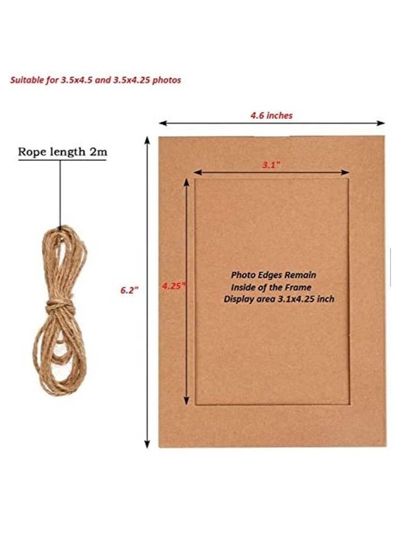 Rubik إطار صور من الكرتون 3.5x4.5 بوصة 10 قطع بألوان مختلطة لتعليق الصور على الحائط مع مشابك خشبية وحبل (عبوة من 10 قطع، 3.5x4.25 و 3.5x4.5 بوصة) - Image 2