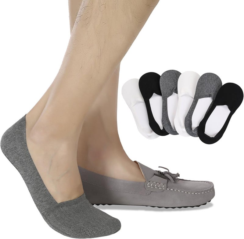 JOULLI Mens No Show Socks Non-Slip Grips Casual Low Cut Boat Sock 6 Pack - Image 1