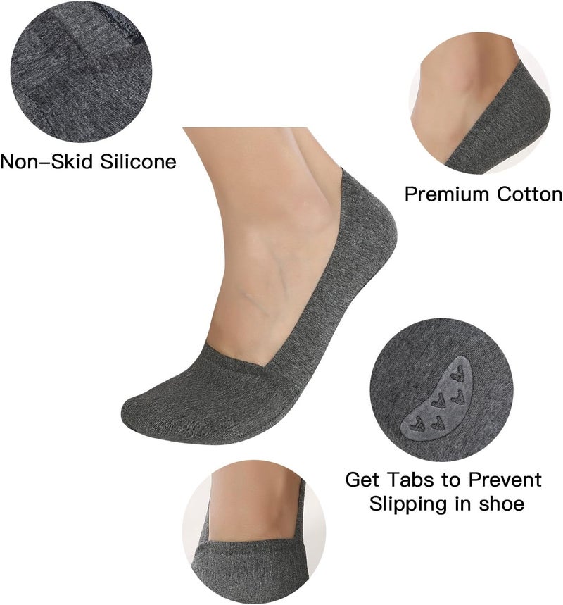 JOULLI Mens No Show Socks Non-Slip Grips Casual Low Cut Boat Sock 6 Pack - Image 2