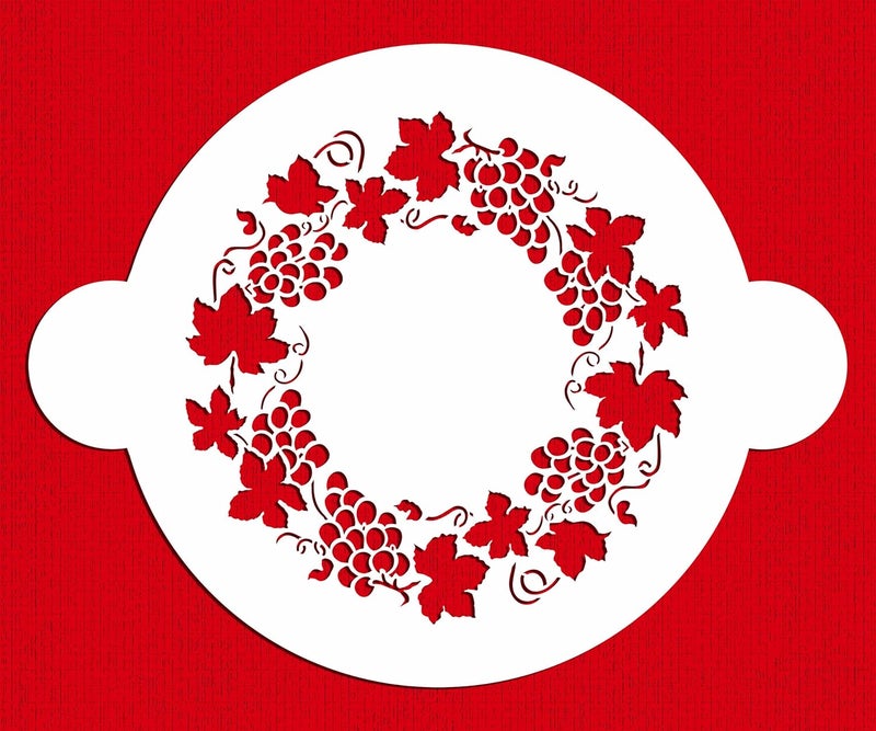 Designer Stencils C237 Grapevine Circle Cake Stencil BeigeSemi Transparent - Image 1