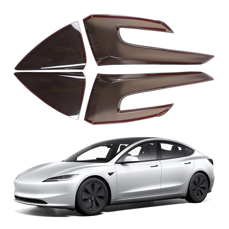 Rear Tail light Cover for Tesla Model 3 Highland 20242025 Accessories Blackout Tail Brake Light Cover Guard Bezels Reverse Tail Lamp Shell Shade Smoked Rear Headlight Cover for Model 3 Refreshed