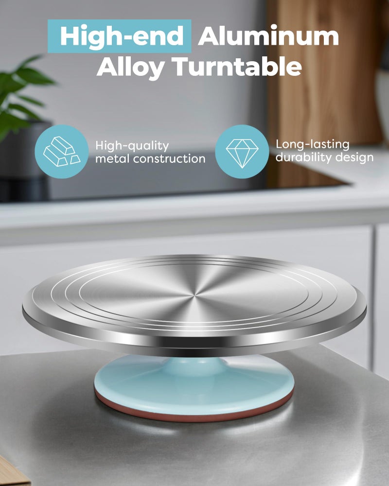 Kootek Aluminium Alloy Revolving Cake Stand 12 Inch Rotating Cake Turntable for Cake, Cupcake Decorating Supplies - Image 4