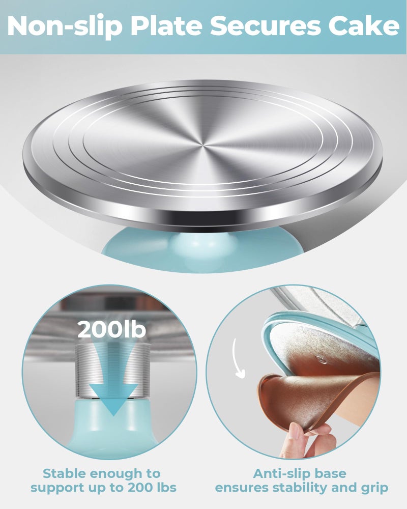 Kootek Aluminium Alloy Revolving Cake Stand 12 Inch Rotating Cake Turntable for Cake, Cupcake Decorating Supplies - Image 5