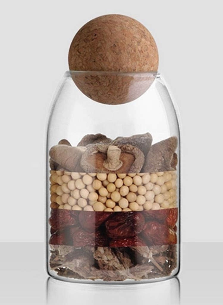 BLOOMING TIME 3 Piece Set Storage Container, Sealed Jar, Canister, Cork Glass Bottle, Food Storage Tank, Transparent Jar, Spherical Cork - Image 2