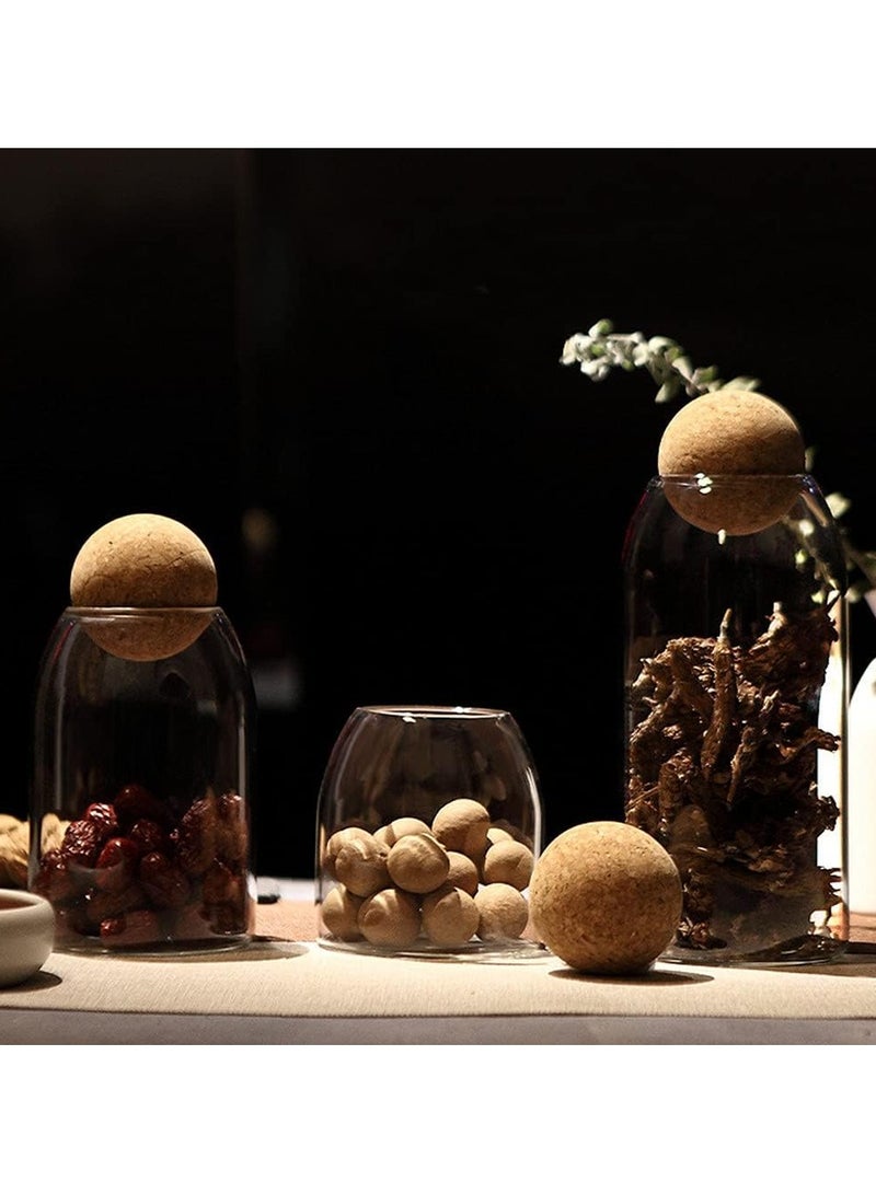 BLOOMING TIME 3 Piece Set Storage Container, Sealed Jar, Canister, Cork Glass Bottle, Food Storage Tank, Transparent Jar, Spherical Cork - Image 5