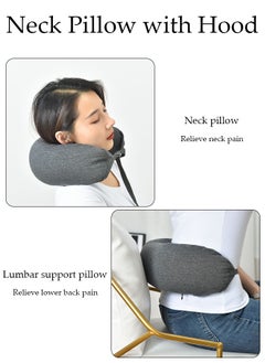 DUNISO U-Shaped Pillow with Cap Travel Portable Hooded, Foam Travel Pillow with Hood, Neck Pillow, Multifunctional Neck Cushion, Portable Pillow for Office Cars Trains Long Flights Sleeping  - Image 5