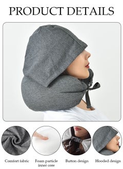 DUNISO U-Shaped Pillow with Cap Travel Portable Hooded, Foam Travel Pillow with Hood, Neck Pillow, Multifunctional Neck Cushion, Portable Pillow for Office Cars Trains Long Flights Sleeping  - Image 2