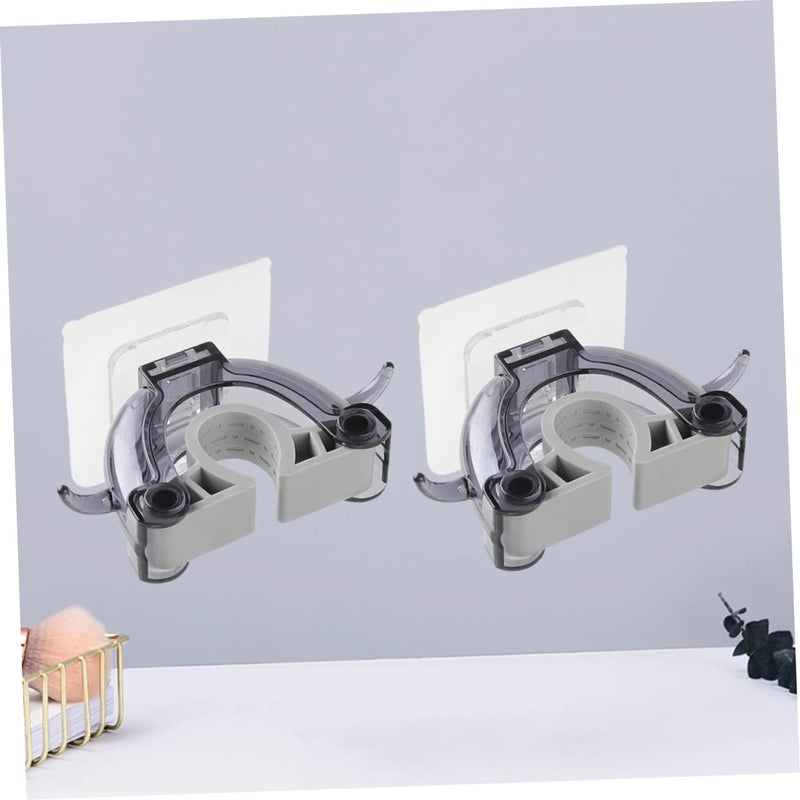 2Pcs Transparent Black Plastic Mop Holder Wall Mounted Broom Hanger For Home Bathroom Organization - Image 4