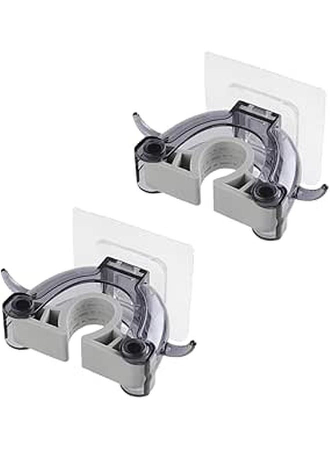 2Pcs Transparent Black Plastic Mop Holder Wall Mounted Broom Hanger For Home Bathroom Organization - Image 1