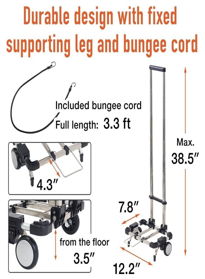 Japard Luggage Cart with 2 Wheels Foldable, Purse Trolley, Portable Travel Dolly Compact Air Travel Loadable 55 lbs, Smallest Folding Carrying Cart Light Weight - Image 4