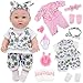 Ecore Fun 12 Inch Baby Doll with Clothes and Accessories16 Pcs Reborn Alive Doll Playset Sets Include 12 Inch Doll2 Sets of ClothesHeadbandSoft SocksTableware Feeding Bottle DiapersNipple - Image 2
