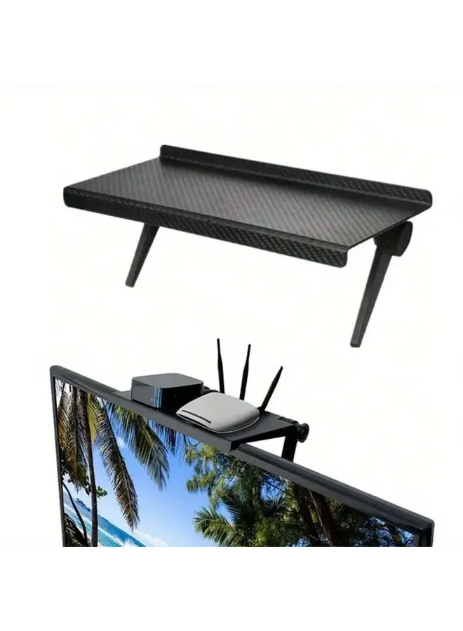 Adjustable Tv Screen And Computer Monitor Shelf M Size Durable Plastic Desktop Storage Organizer With Sturdy Metal Frame Space Saving Home Office Shelf For Router Speakers Accessories Monitor Stand Desk Modern Aesthetic Easy Installation - Image 1